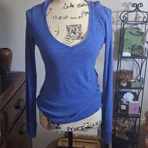 Unionbay Blue Silver Striped  Hooded Women's Top - Size Large